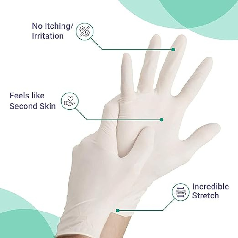 Gloves Latex Disposable Powdered Non-Sterile Medium White (100 pcs)