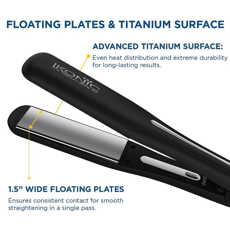 Ikonic Professional Black Titanium Pro Hair Straightener