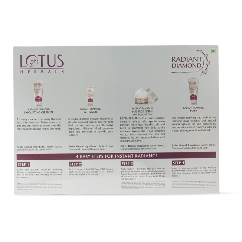 Lotus Herbals Radiant Diamond Cellular Radiance Facial Kit (170 gms)