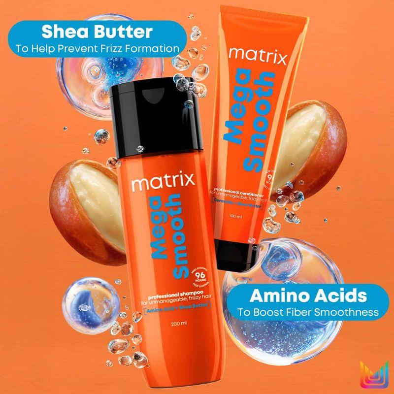 Matrix Mega Smooth Professional Smoothing Shampoo – Enriched with Shea Butter & Amino Acids (200 ML)