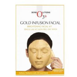 O3+ Professional Gold Infusion Brightening Facial Kit with Peel-Off Mask (45g) – Professional Radiance & Glow Treatment