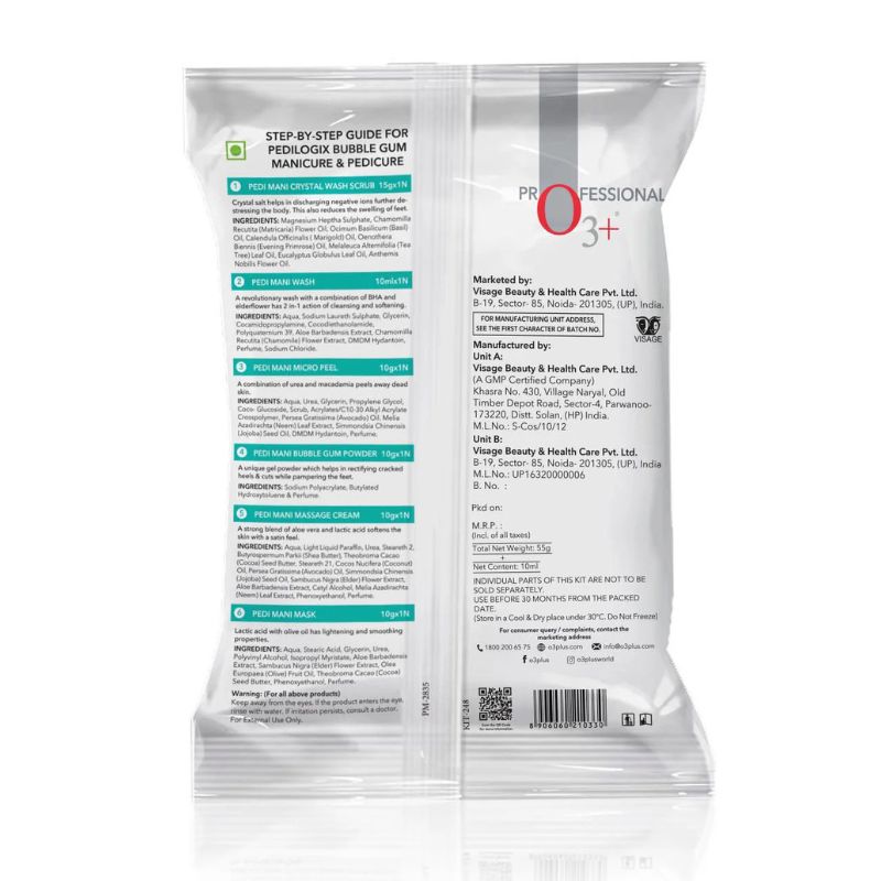 O3+ Pedilogix Bubblegum Manicure & Pedicure Spa Kit (55gm + 10ml)