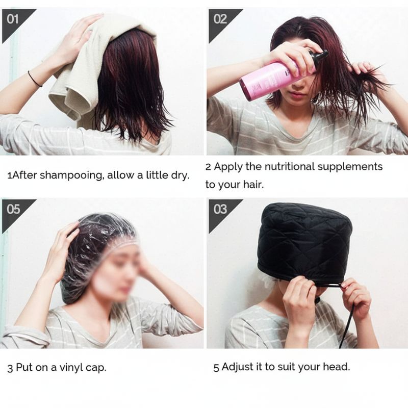 Steam/Heat Hair Spa Cap (Black)