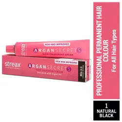 Streax Professional Argan Secret Hair Colourant Cream - Black 1 (60 gms)