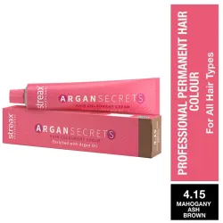 Streax Professional Argan Secret Hair Colourant Cream - Mahogany Ash Brown 4.15 (60 gms)