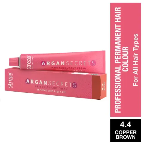 Streax Professional Argan Secret Hair Colourant Cream - Copper Brown 4.4 (60 gms)