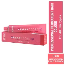 Streax Professional Argan Secret Hair Colourant Cream - Intense Red Light Brown 5.66 (60 gms)