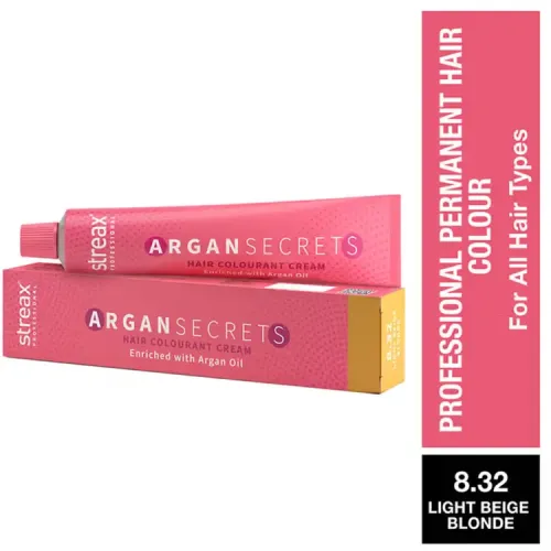 Streax Professional Argan Secret Hair Colourant Cream -Light Beige Blonde 8.32 (60 gms)