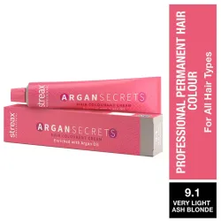 Streax Professional Argan Secret Hair Colourant Cream - Very Light Ash Blonde 9.1 (60 gms)