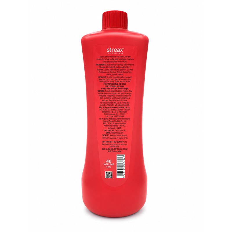 Streax Professional Developer 40 Volume 12%  (1000 ml)