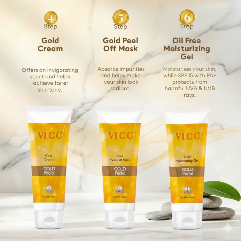 VLCC Gold Facial Kit with FREE Rose Water Toner (300 ml+100 ml)