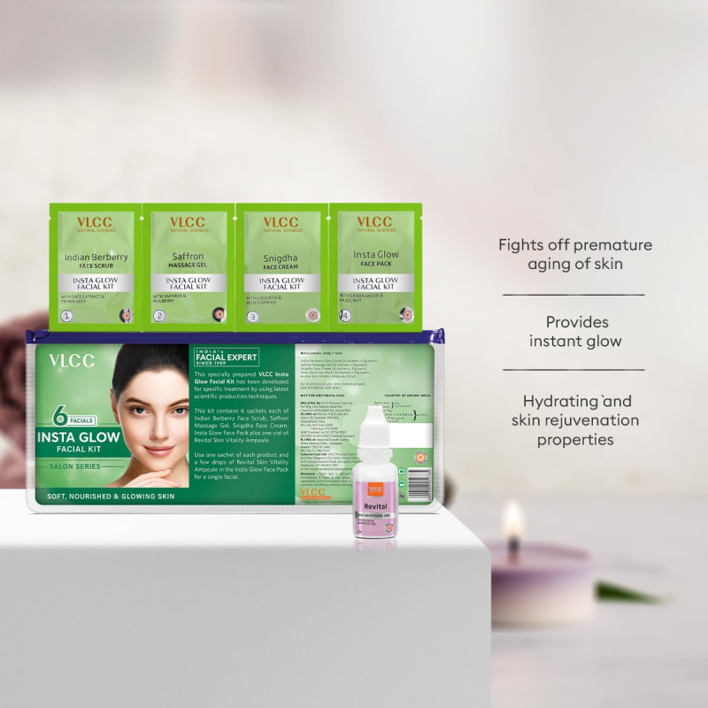 VLCC Salon Series Insta Glow Facial Kit (6 Facials) (240g + 12ml)