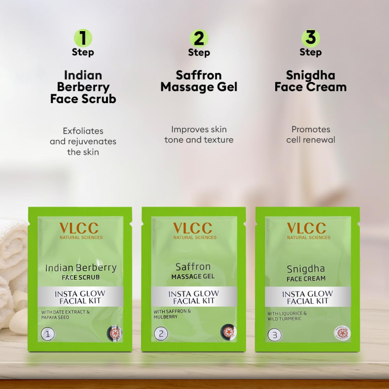 VLCC Salon Series Insta Glow Facial Kit (6 Facials) (240g + 12ml)