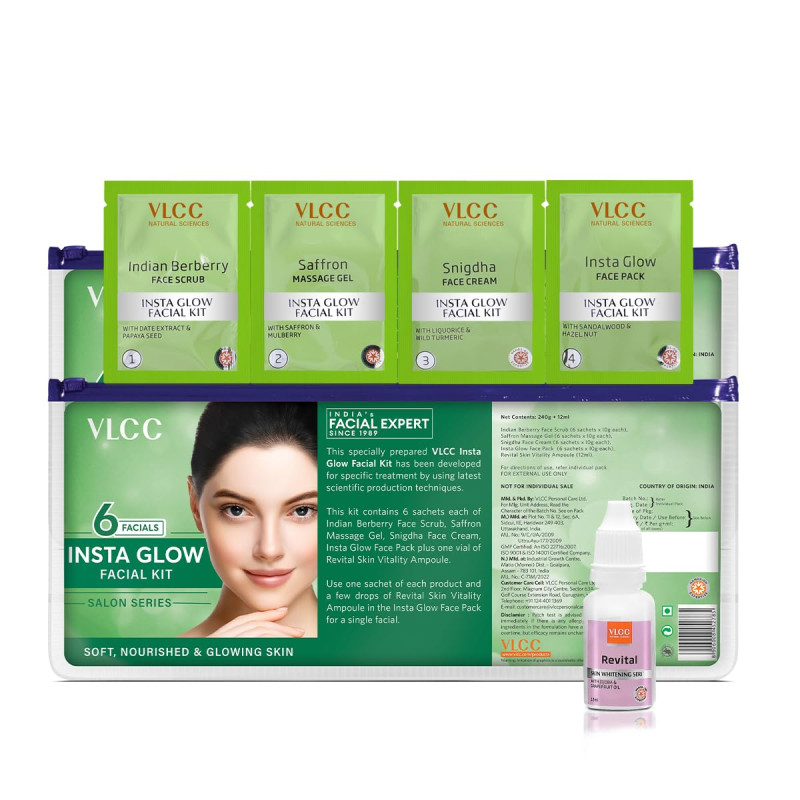 VLCC Salon Series Insta Glow Facial Kit (6 Facials) (240g + 12ml)