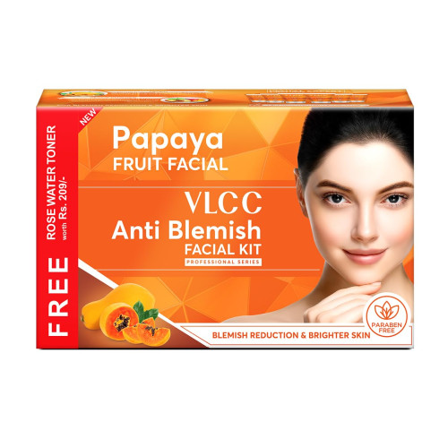 VLCC Papaya Fruit Facial Kit + FREE Rose Water Toner (300g + 100ml)