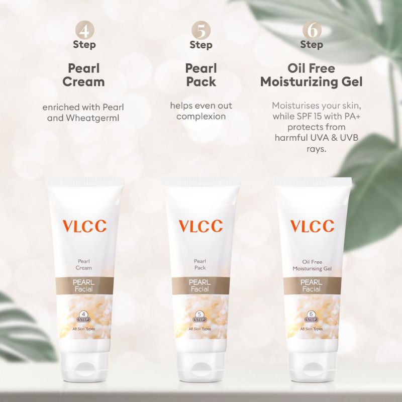 VLCC Pearl Facial Kit for Radiant Glow with FREE Rose Water Toner (300ml + 100ml)